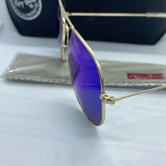 BNWT Rayban Gold with Blue Mirror sunglass 58-14 - Picture 3 of 6